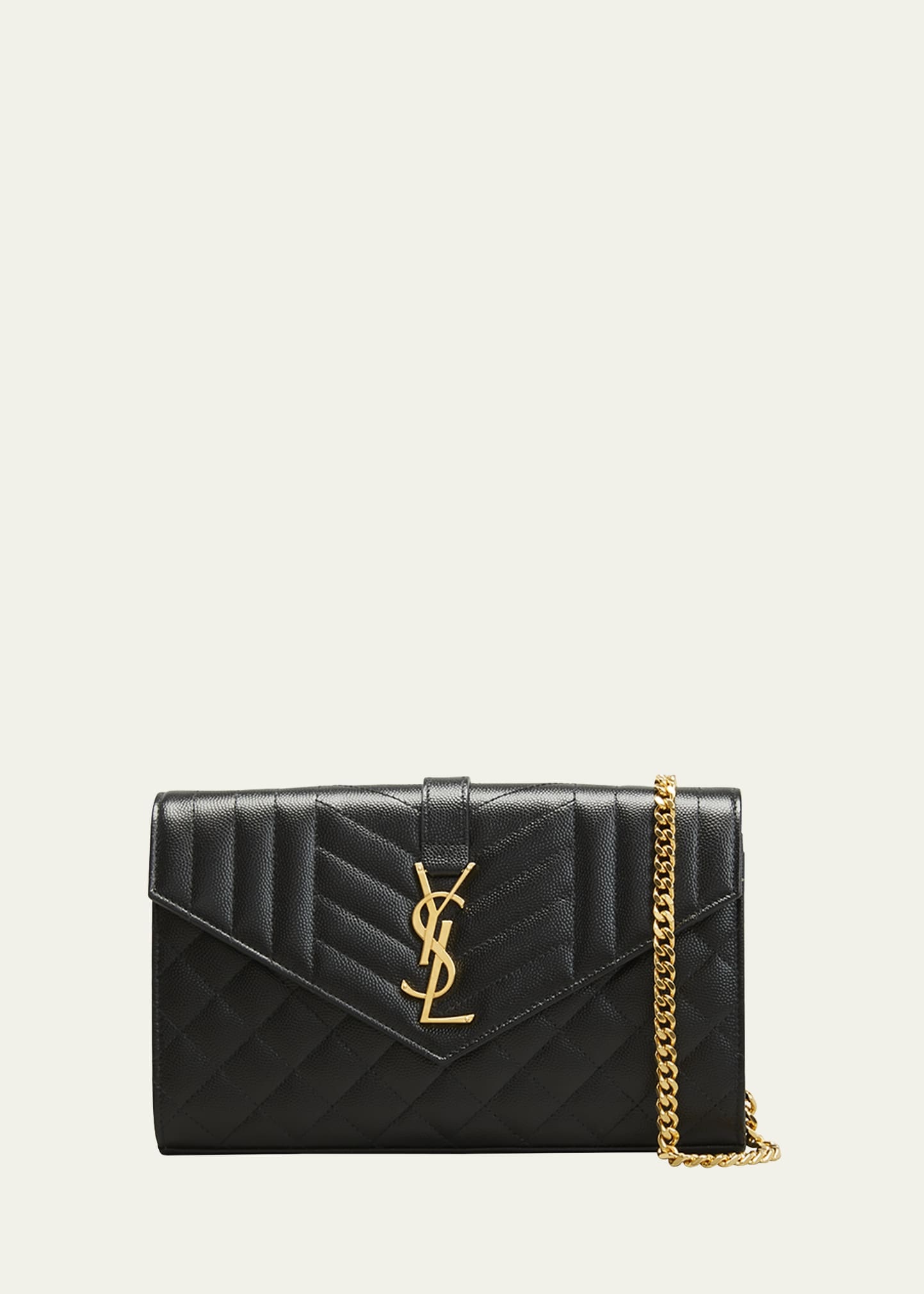 YSL Tri-Quilted Wallet on Chain - 1