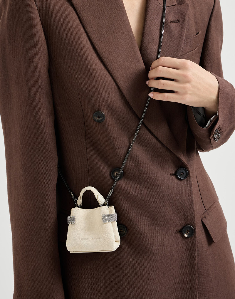Essence precious micro top-handle bag in suede with precious chain 4