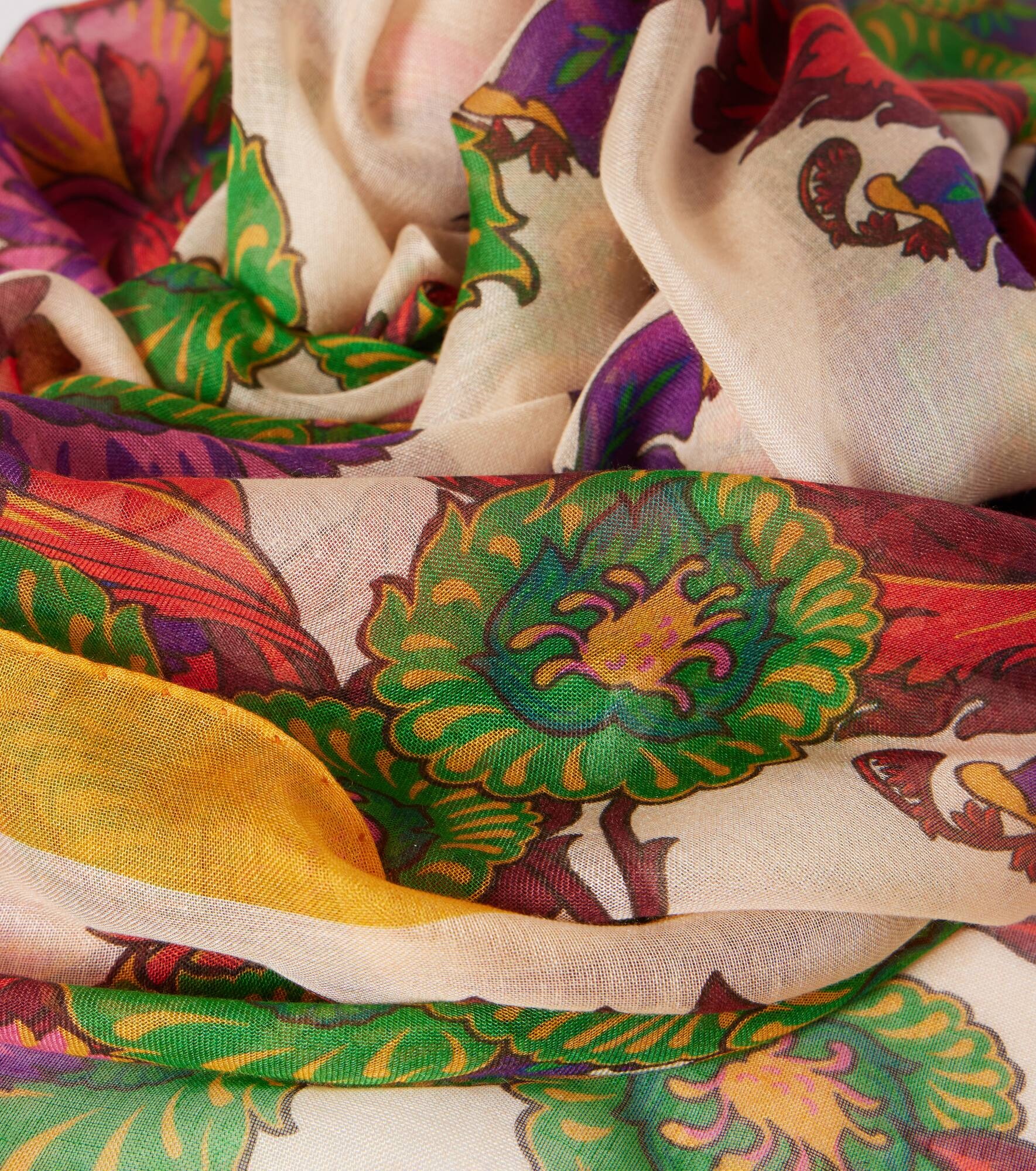 Logo floral twill scarf - 4