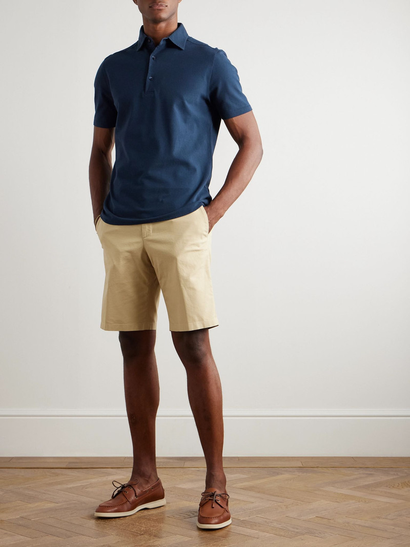 Loro Piana Garment-Dyed Cotton-Piqué Polo Shirt Navy outlook