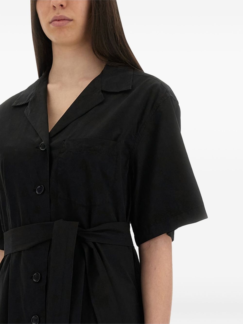 button-fastening belted maxi dress - 4