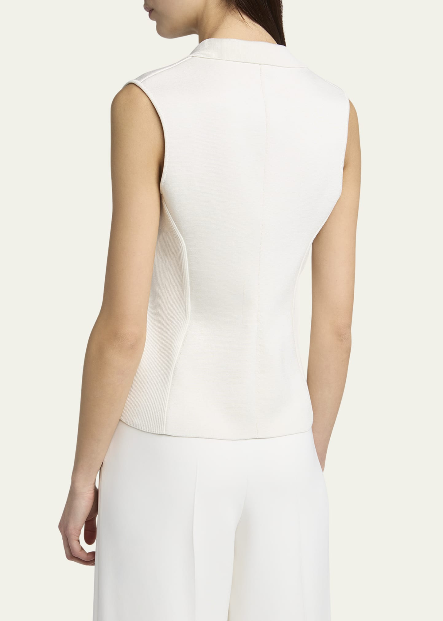 Silk Knit Single-Breasted Vest - 3