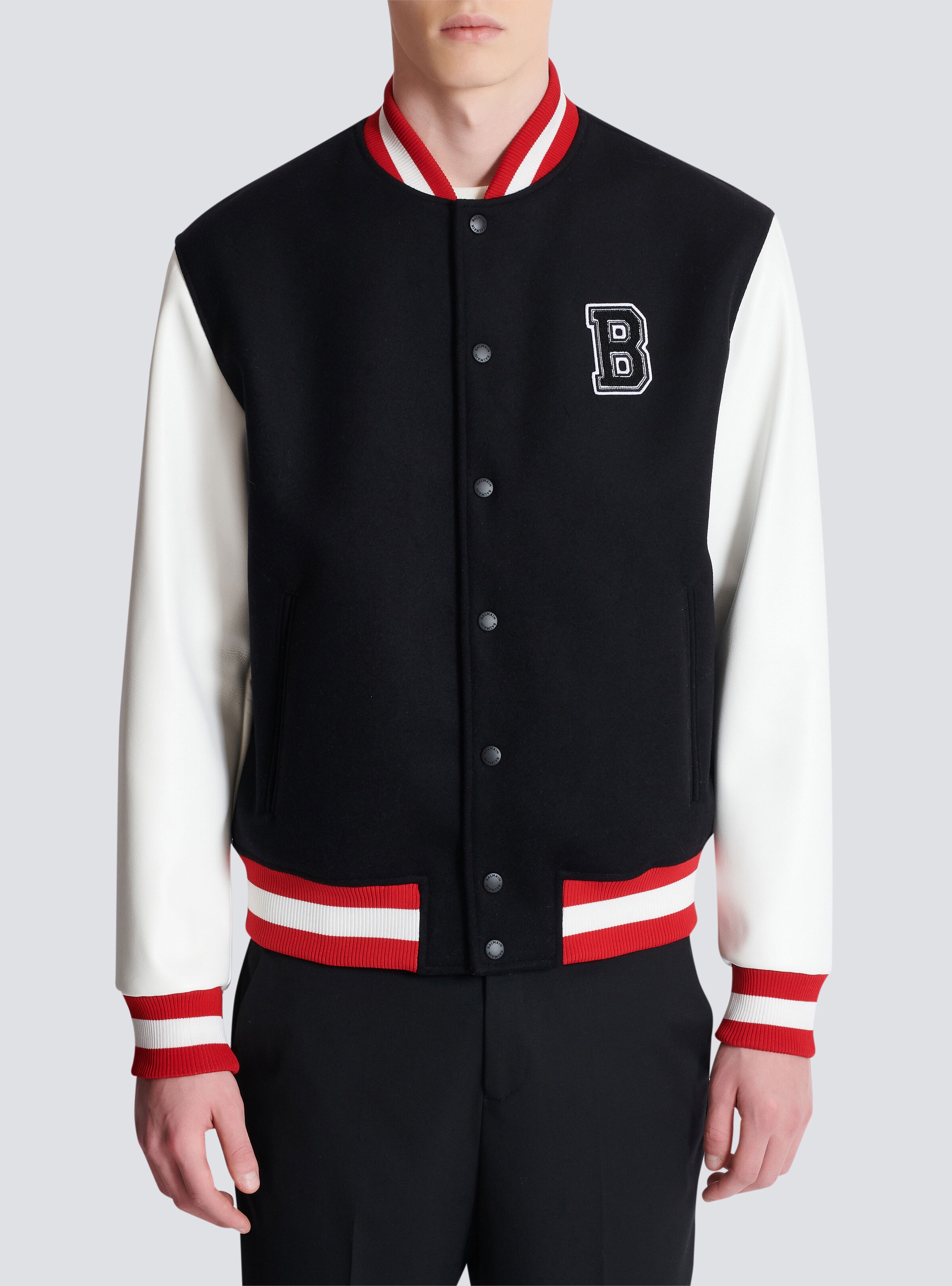 Varsity wool and faux leather jacket - 5