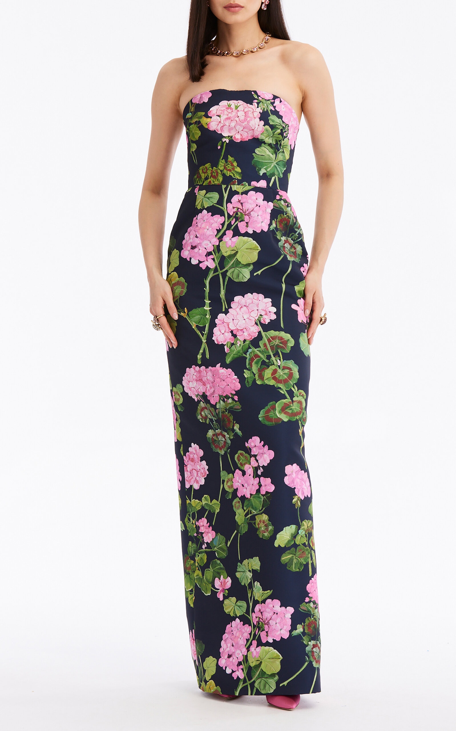 Floral-Printed Faille Gown navy - 5