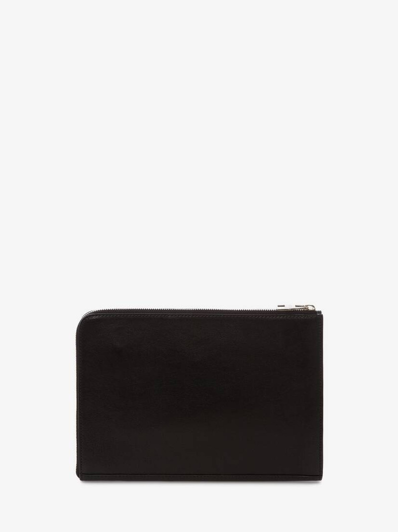 Studded Small Zip Leather Document Holder in Black 3