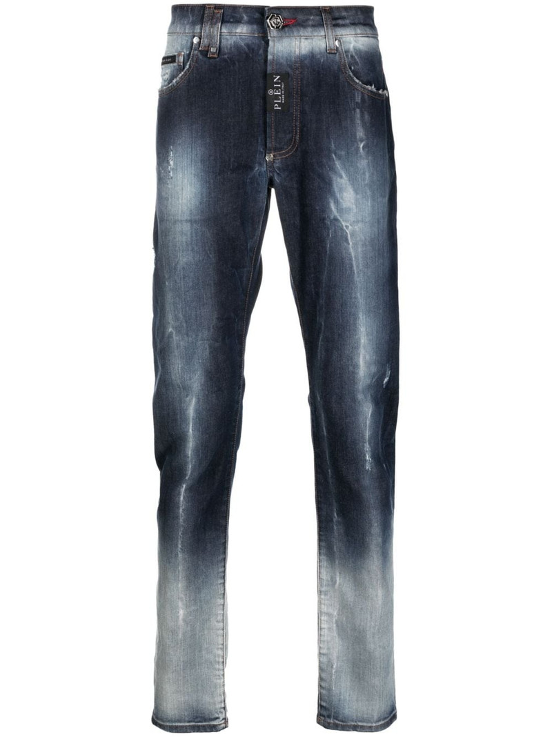 distressed straight-leg jeans 1