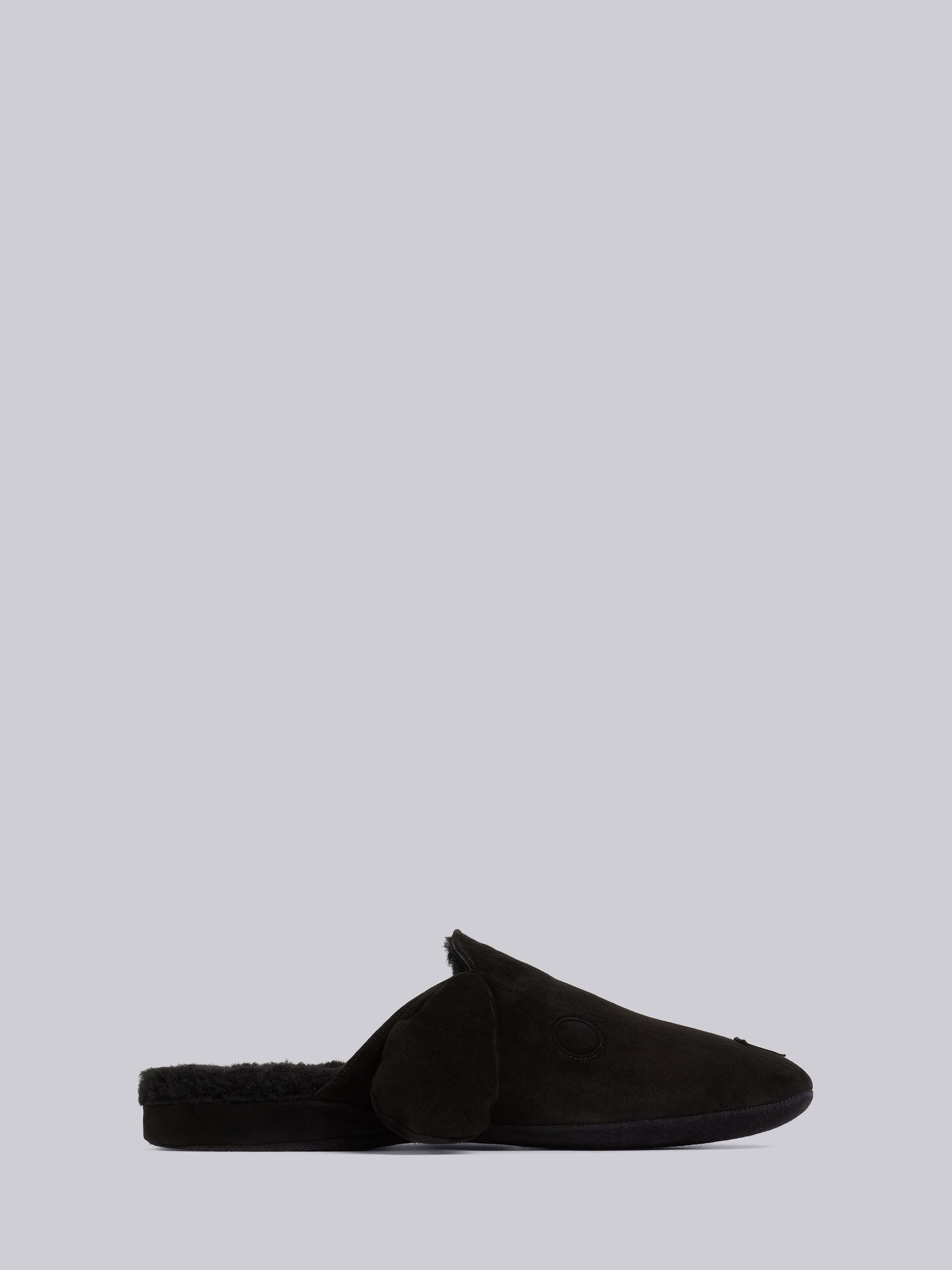 Black Shearling and Suede Hector Slipper - 1