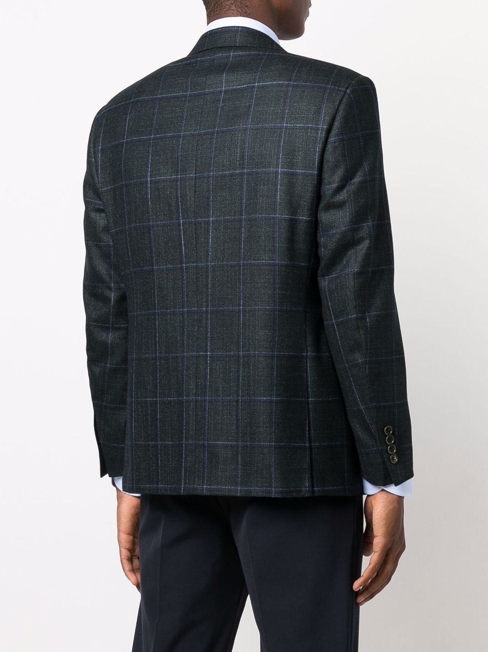 check-pattern single-breasted blazer - 4