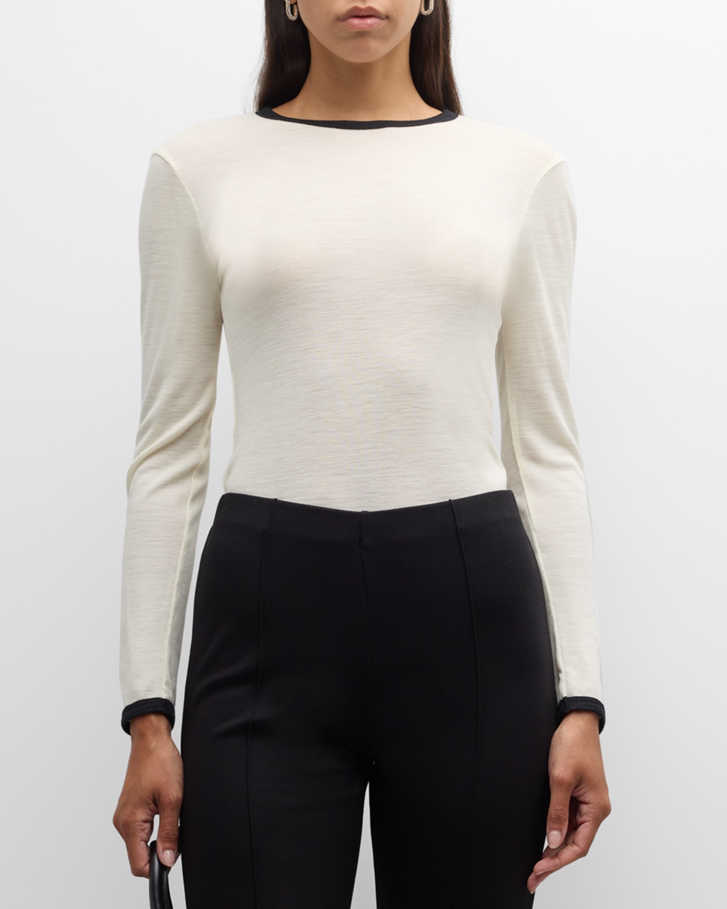 Two-Tone Long-Sleeve Merino Wool T-Shirt - 2