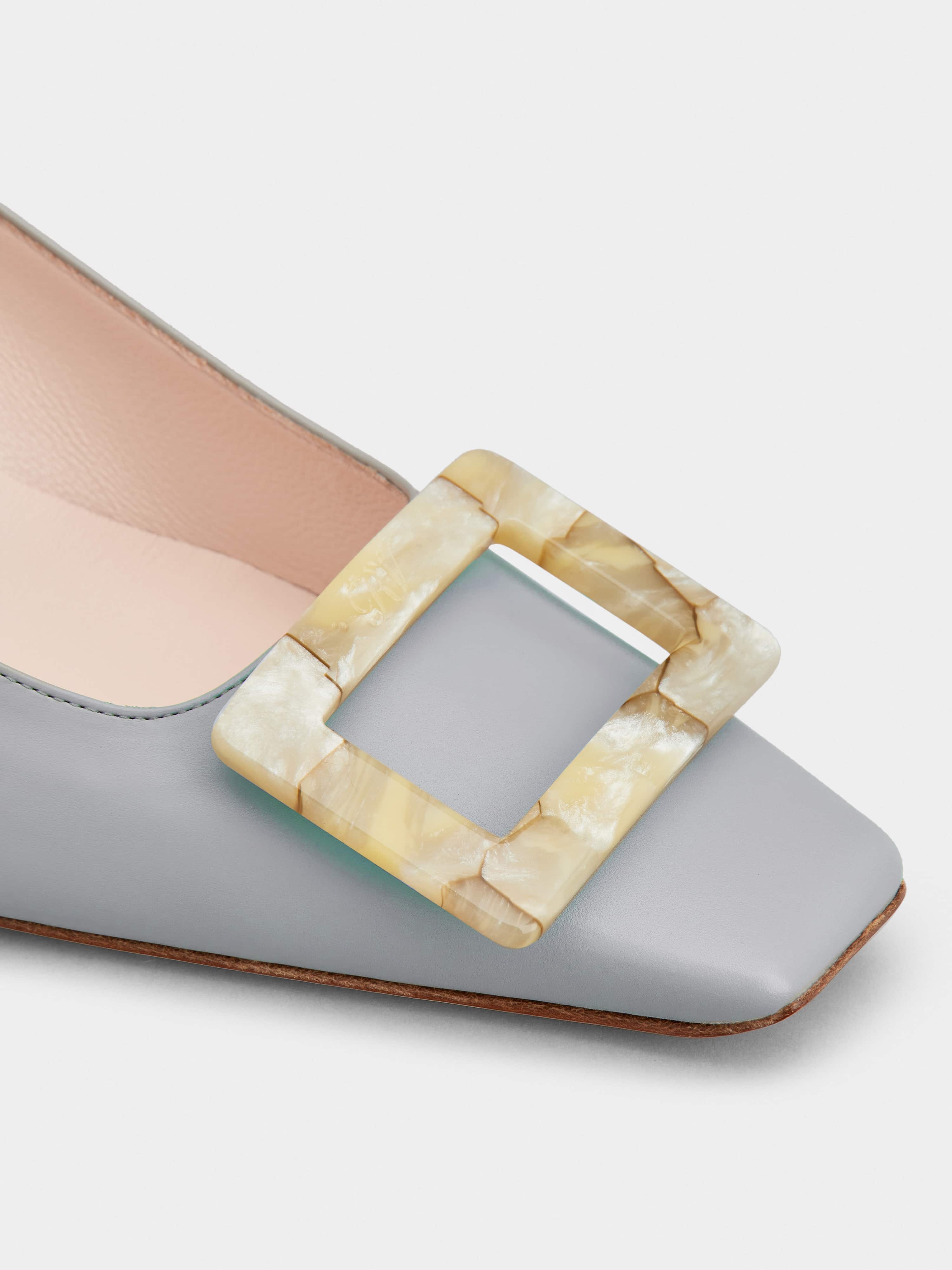 Belle Vivier Motherpearl Buckle Pumps in Leather - 3