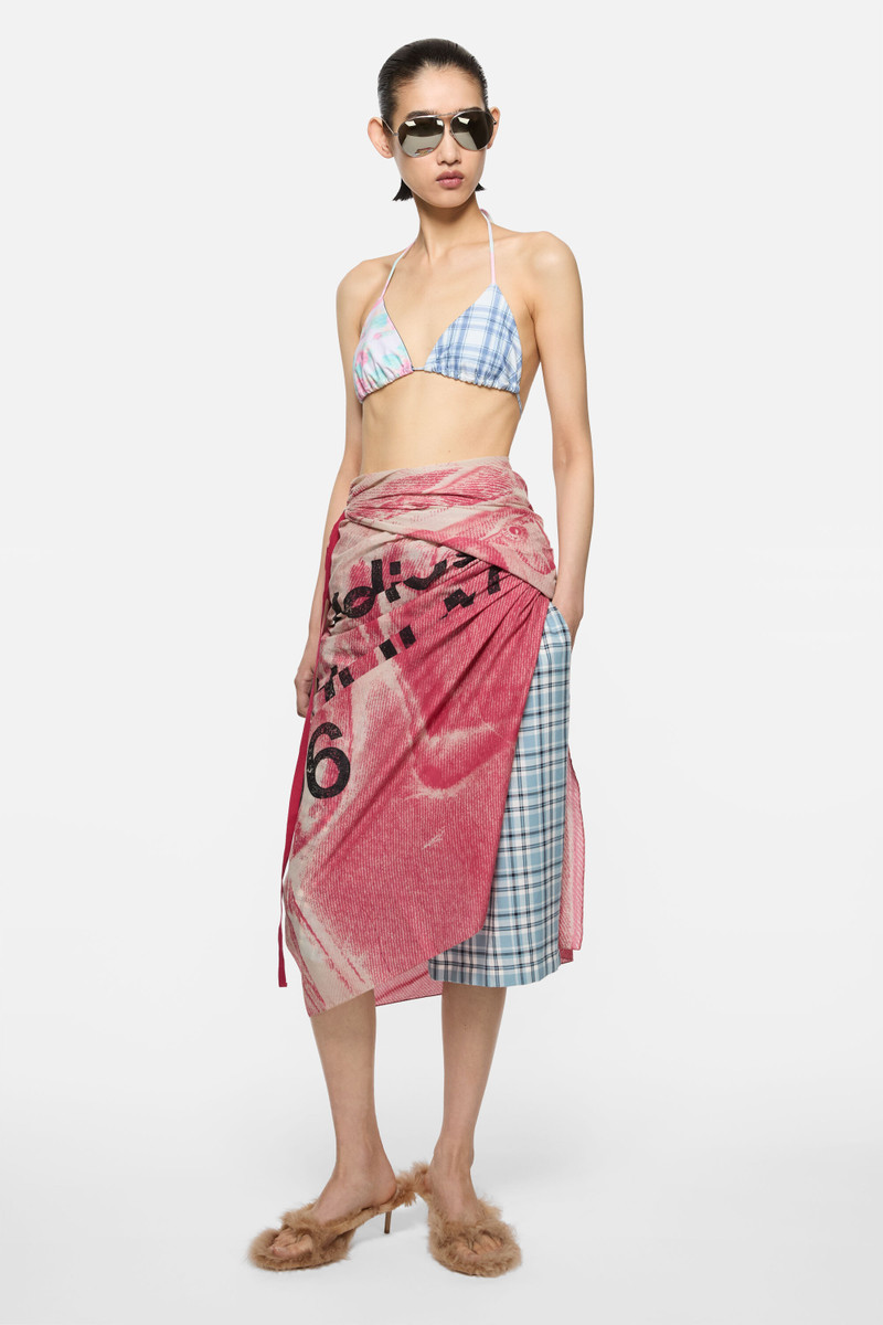 Acne Studios Thin printed scarf - Dark pink outlook