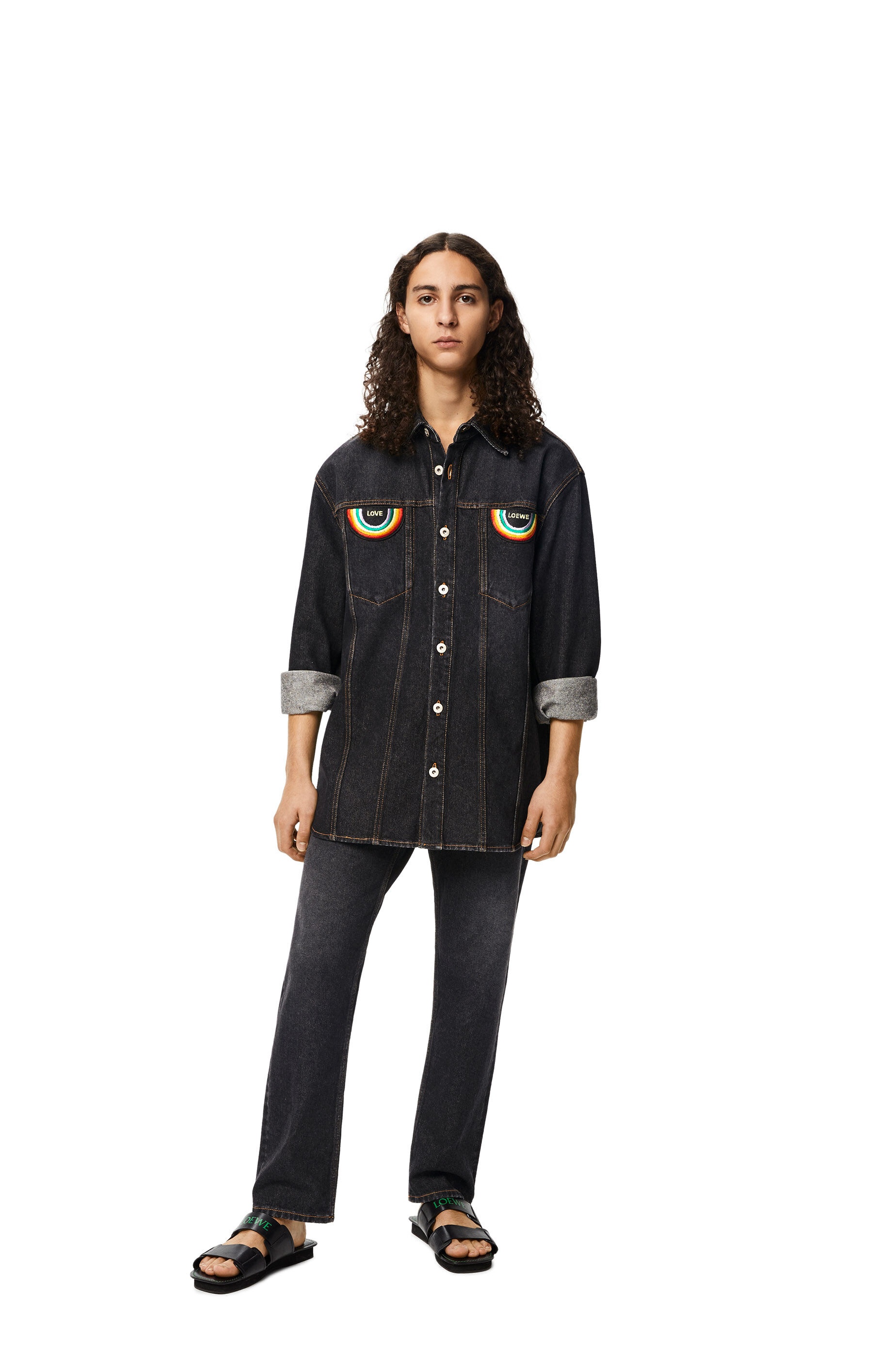 Rainbow patch trousers in denim - 2