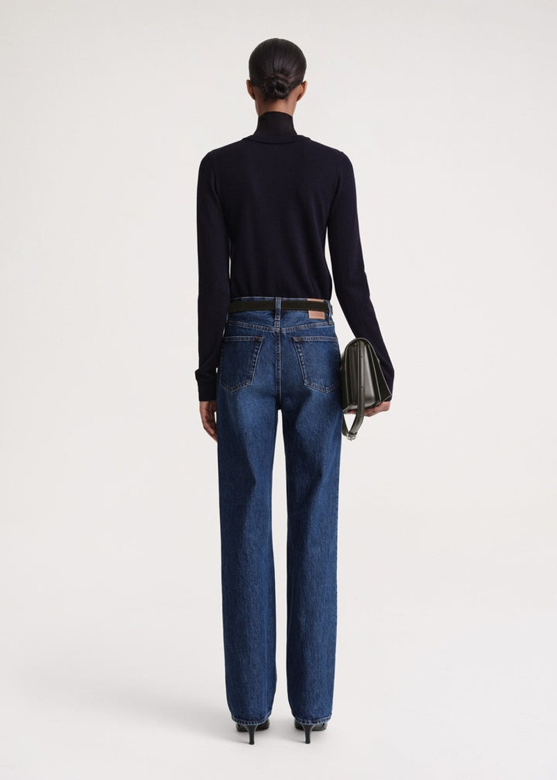 Two-tone turtleneck knit navy 4