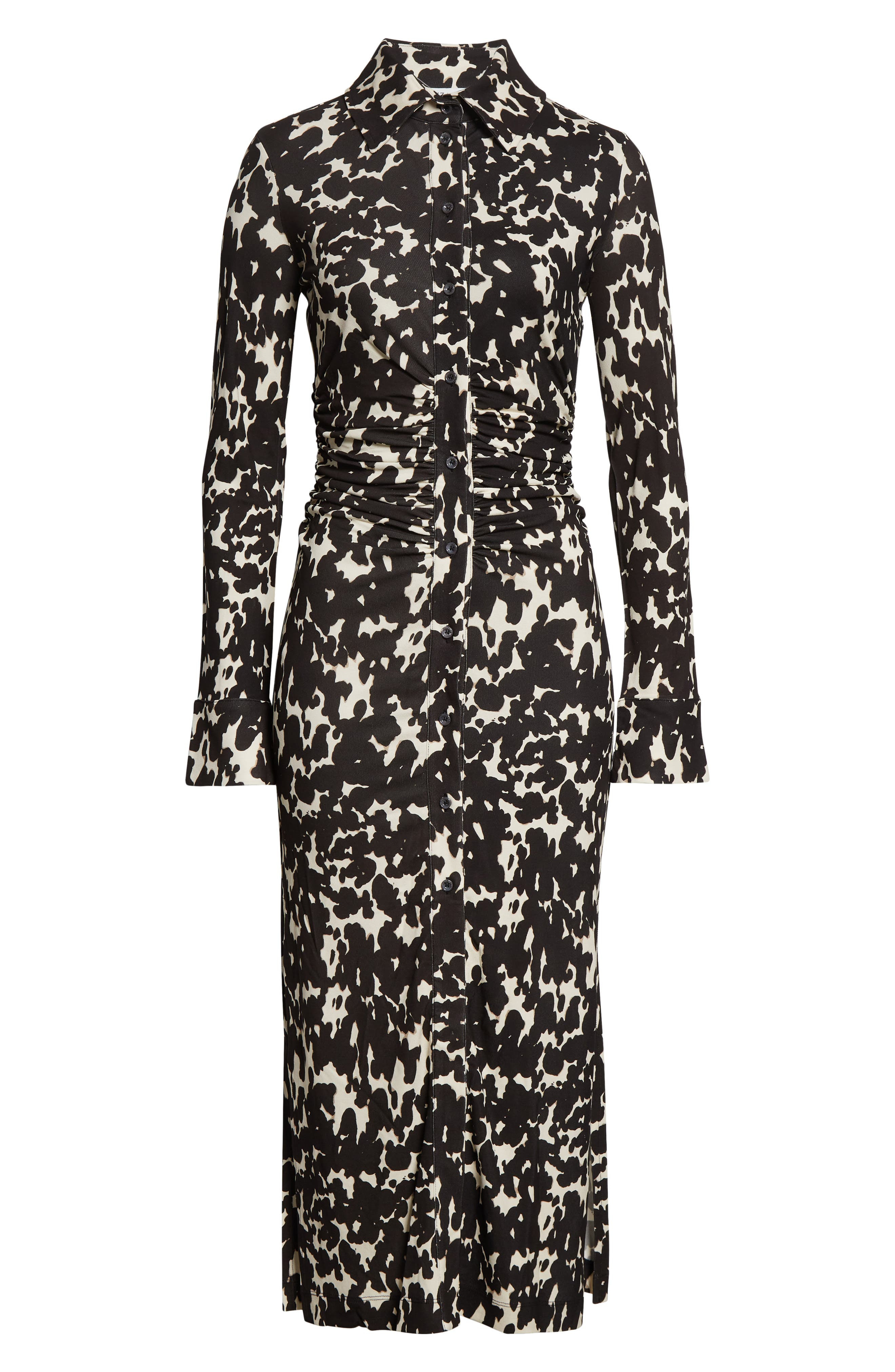 Altuzarra Claudia Print Ruched Long Sleeve Jersey Shirtdress in Tapioca Tortoise at Nordstrom - 5