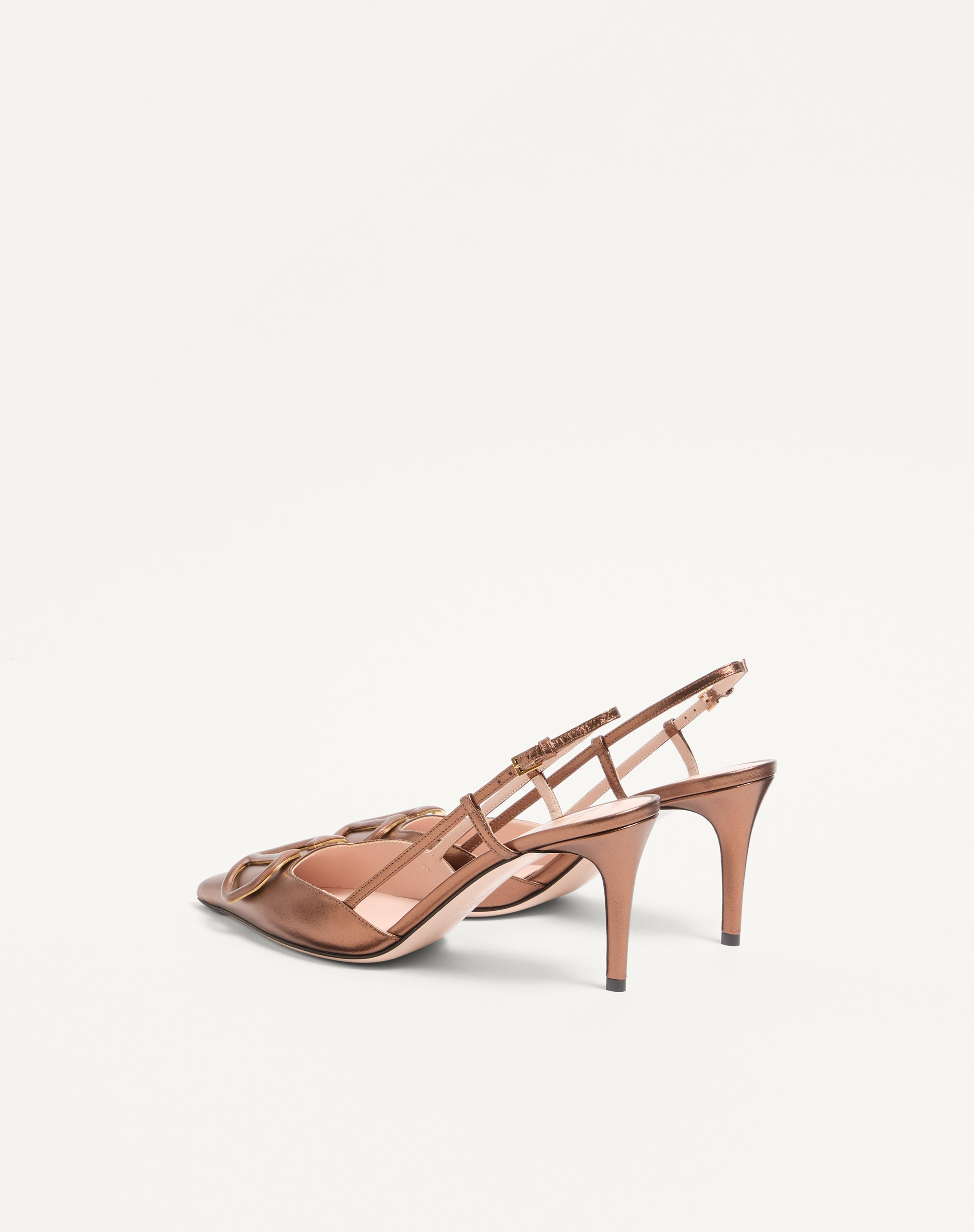 VLOGO SIGNATURE SLINGBACK PUMP IN LAMINATED NAPPA LEATHER 80MM - 5
