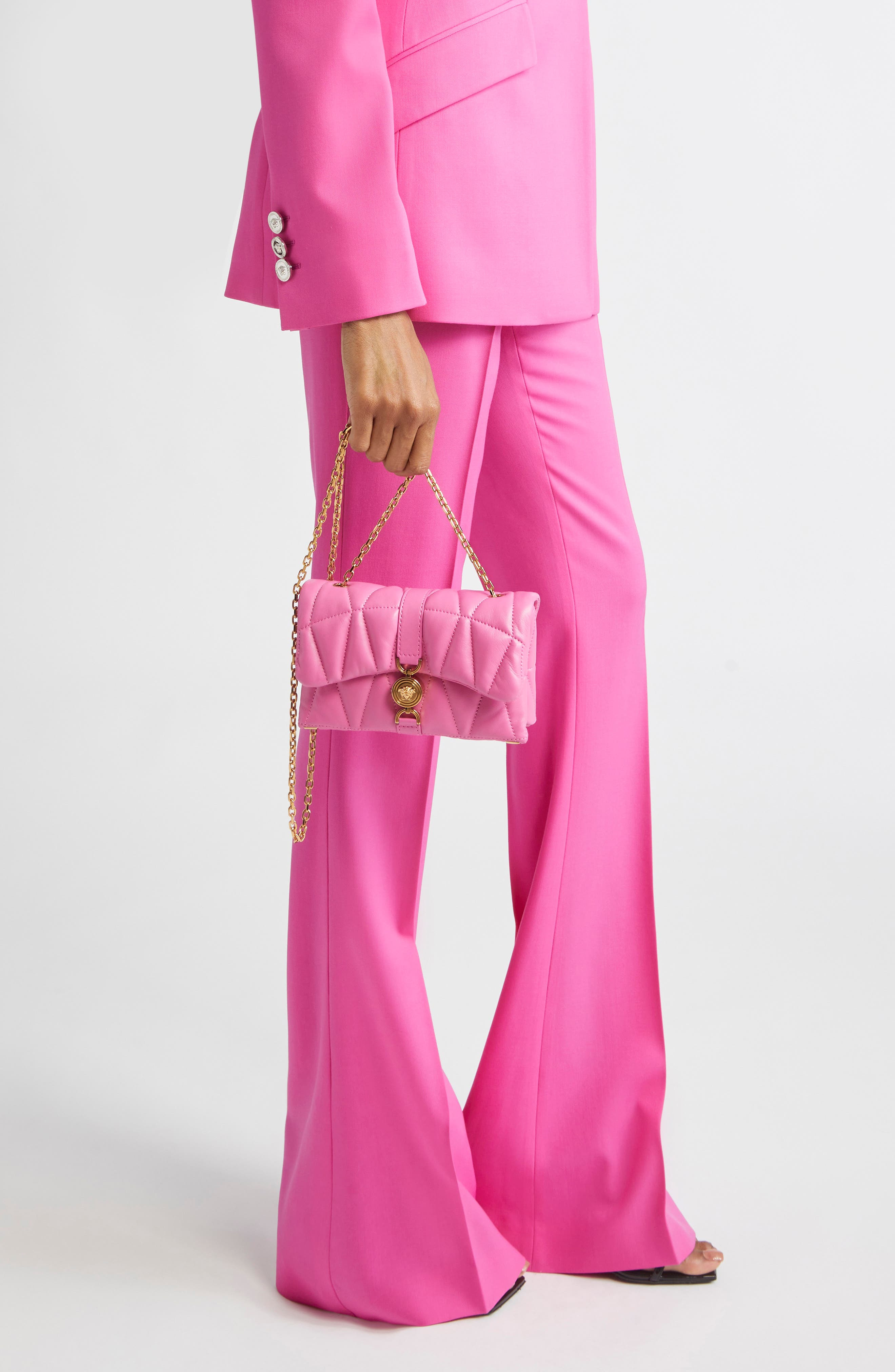 Versace Mini Kleio Quilted Leather Shoulder Bag in Dragon Fruit Gold at Nordstrom - 3