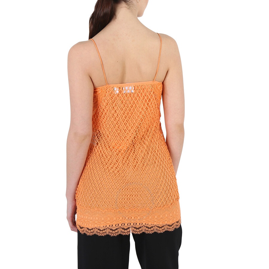 Burberry Ladies Amber Orange Fishnet And Lace Mini Dress - 3