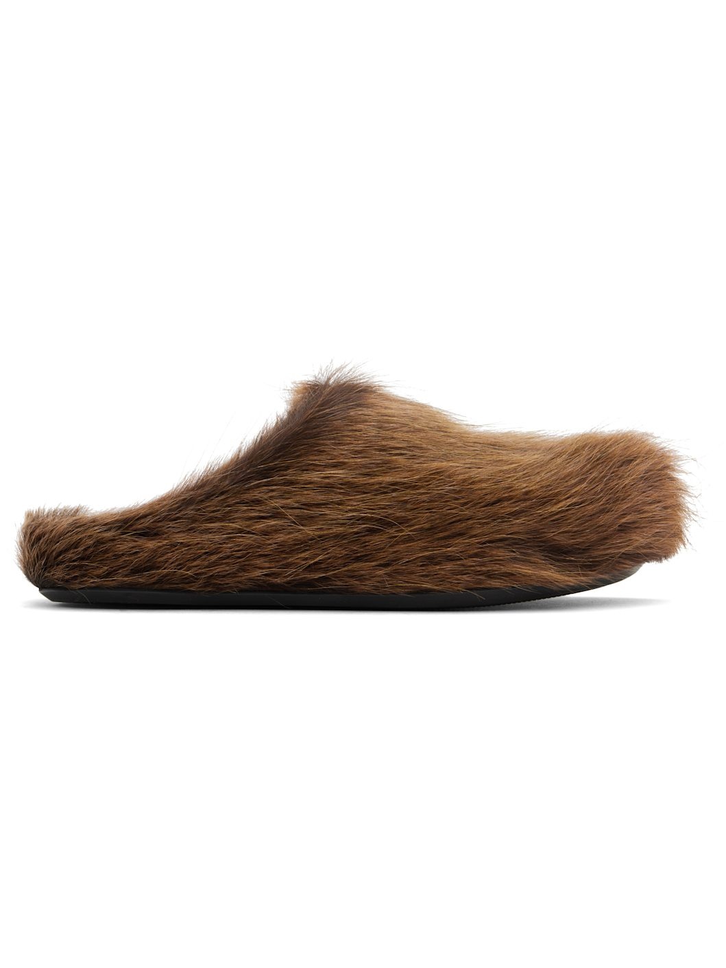 Brown Long Hair Calfskin Fussbett Sabot Loafers - 1