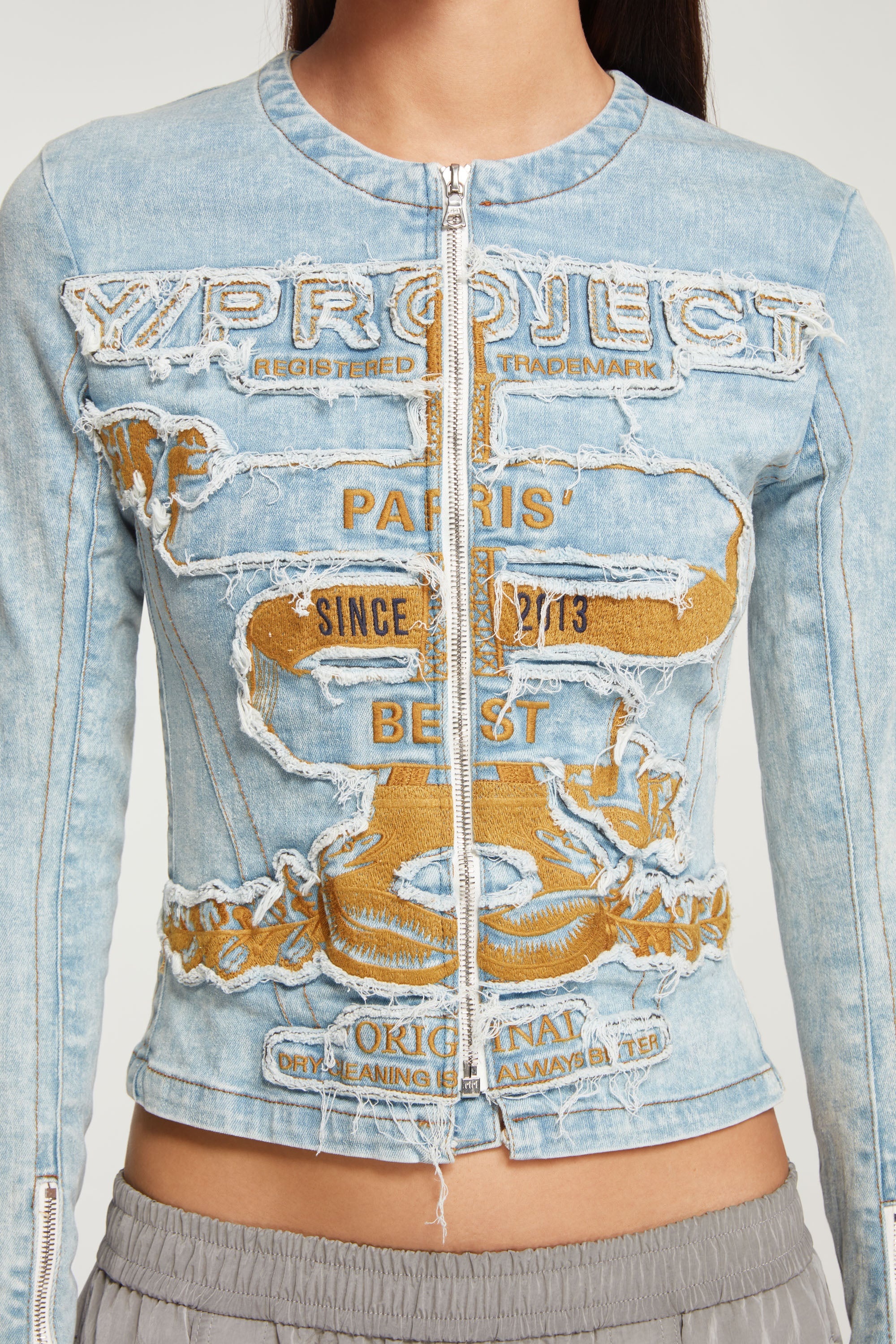 Fitted Paris' Best Zip Denim Jacket - 4