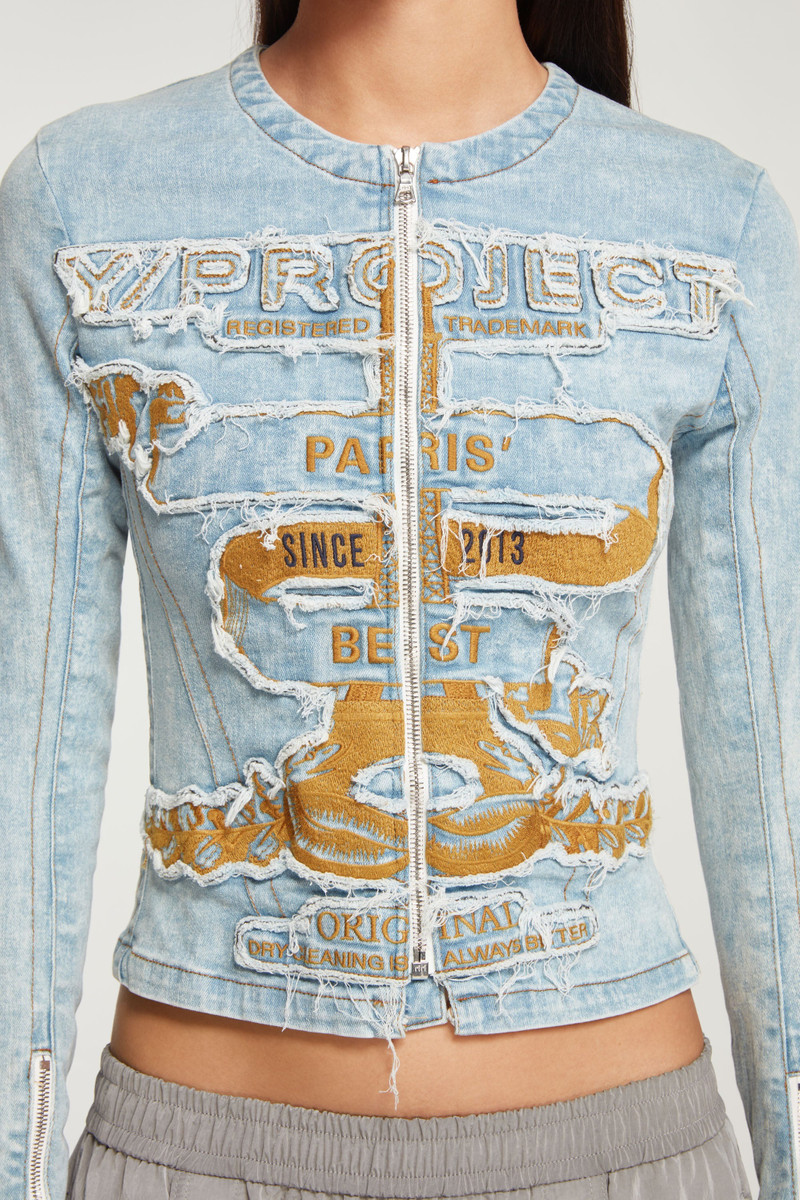 Fitted Paris' Best Zip Denim Jacket 4