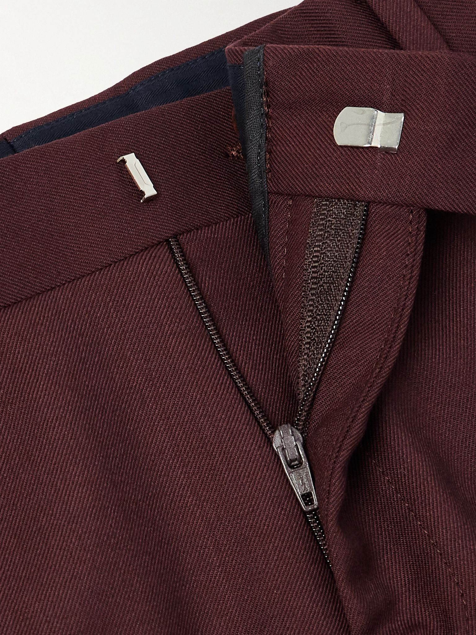 Slim-Fit Straight-Leg Wool-Twill Suit Trousers Burgundy - 6