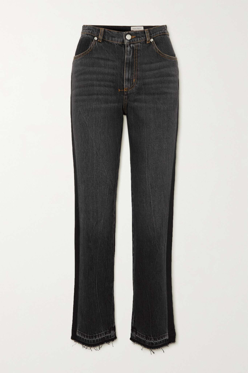 Frayed high-rise straight-leg jeans - 1
