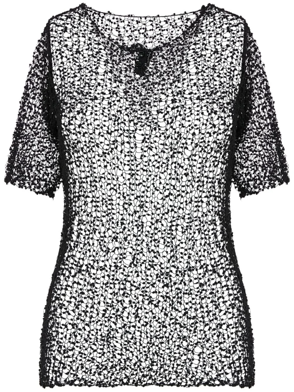 dot-embroidered semi-sheer top - 1