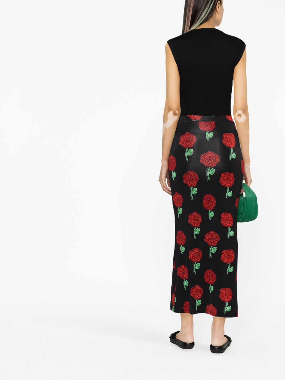 high-waisted floral-print skirt - 4