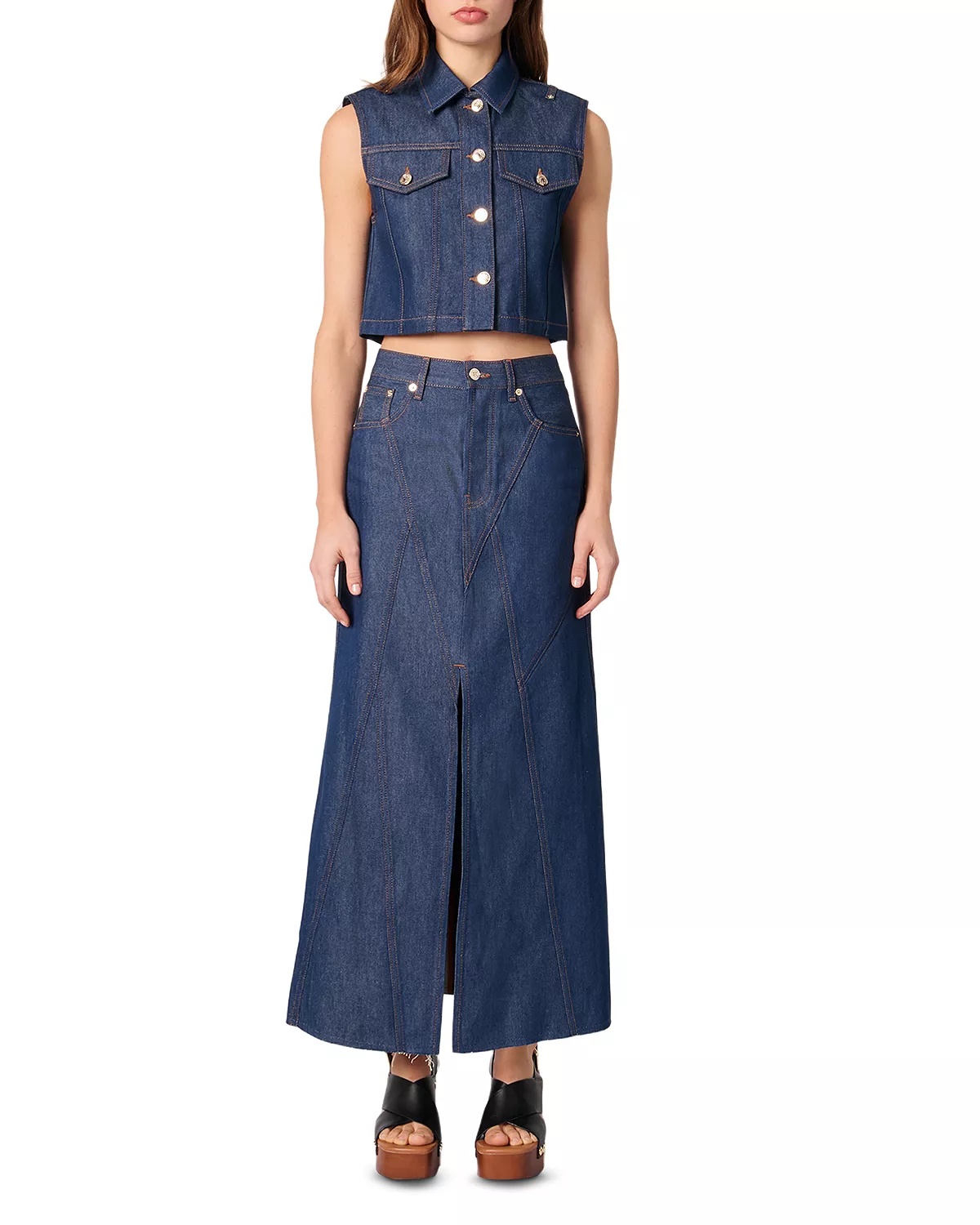 Denim Cropped Vest - 6