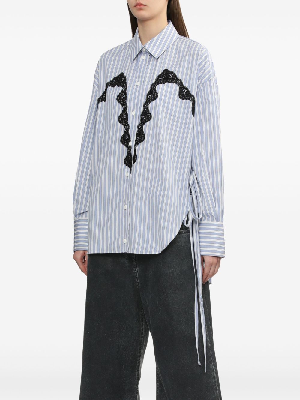 lace-trim shirt - 3