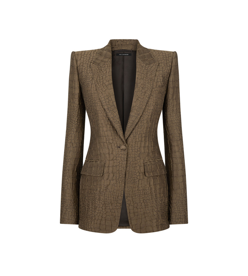 CROCO JACQUARD SINGLE BREASTED PEAK LAPEL JACKET 1