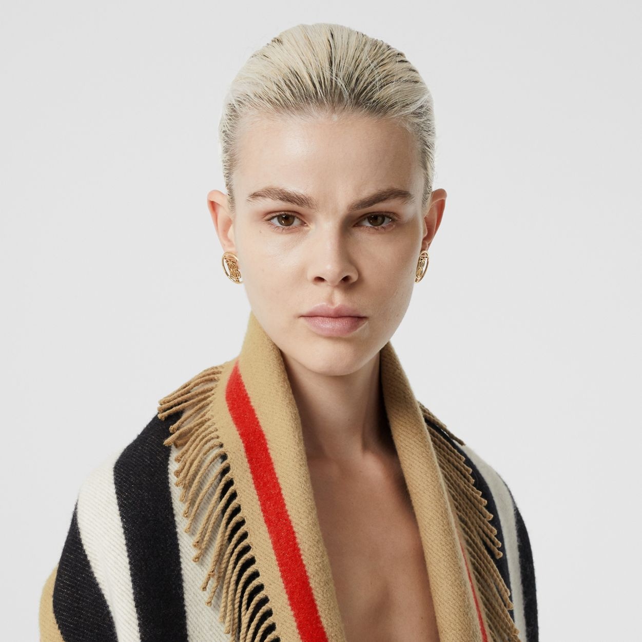 Icon Stripe Wool Cashmere Jacquard Cape - 3