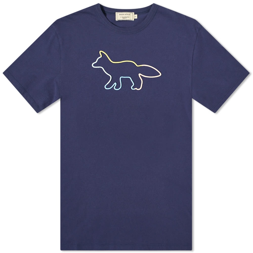 Maison Kitsuné Rainbow Profile Fox Embroidered Tee - 1