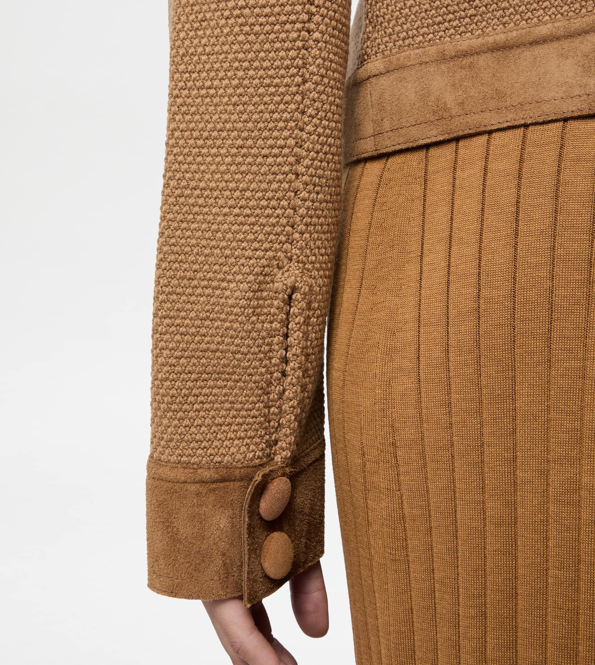 JACKET IN WOOL WITH SUEDE DETAILING - BROWN - 5