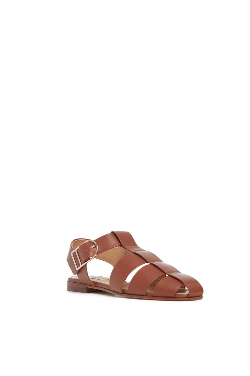 Lynn Flat Sandal in Cognac Leather 2