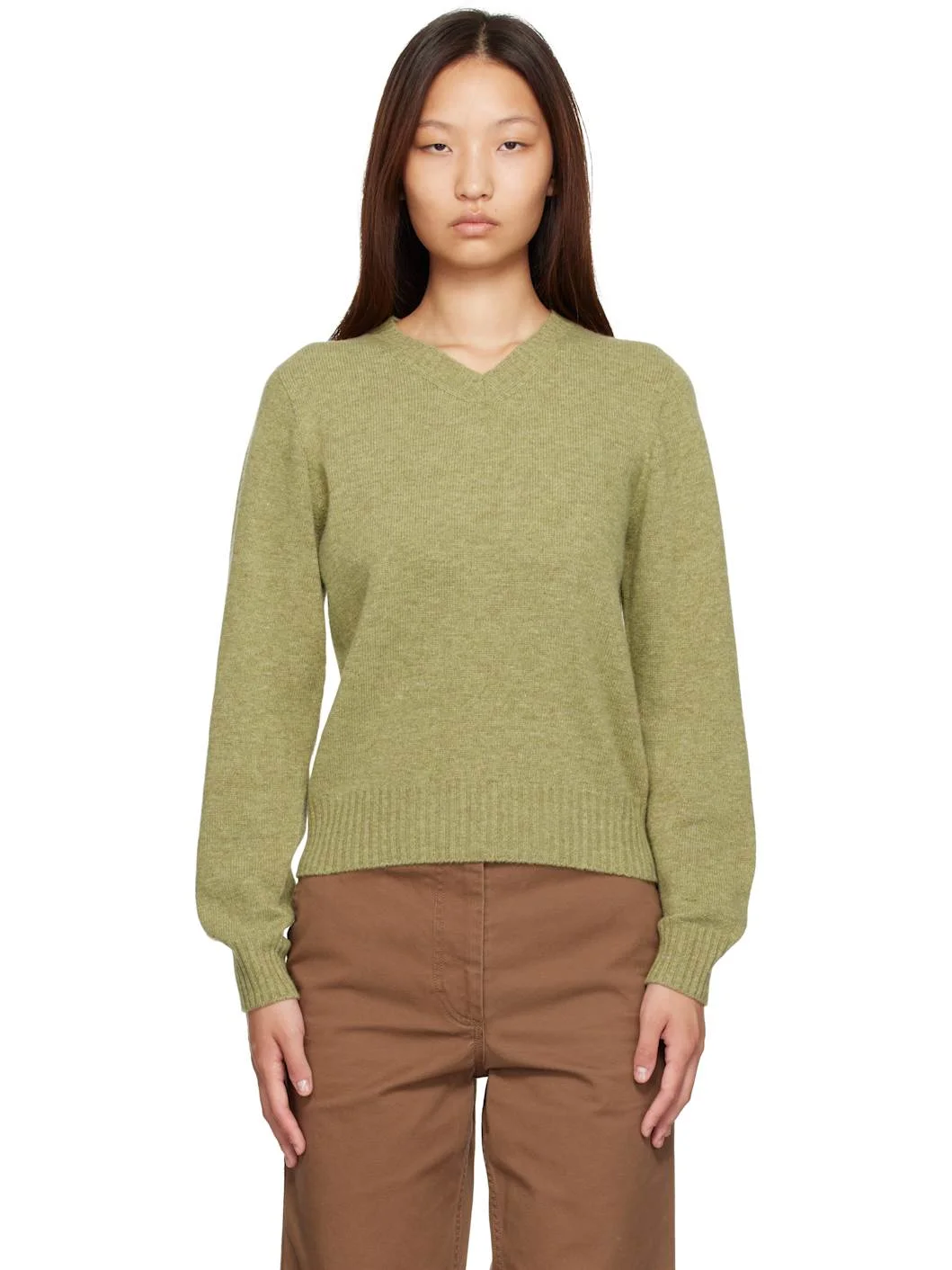 Green Marsh V-Neck Pullover Sweater - 1