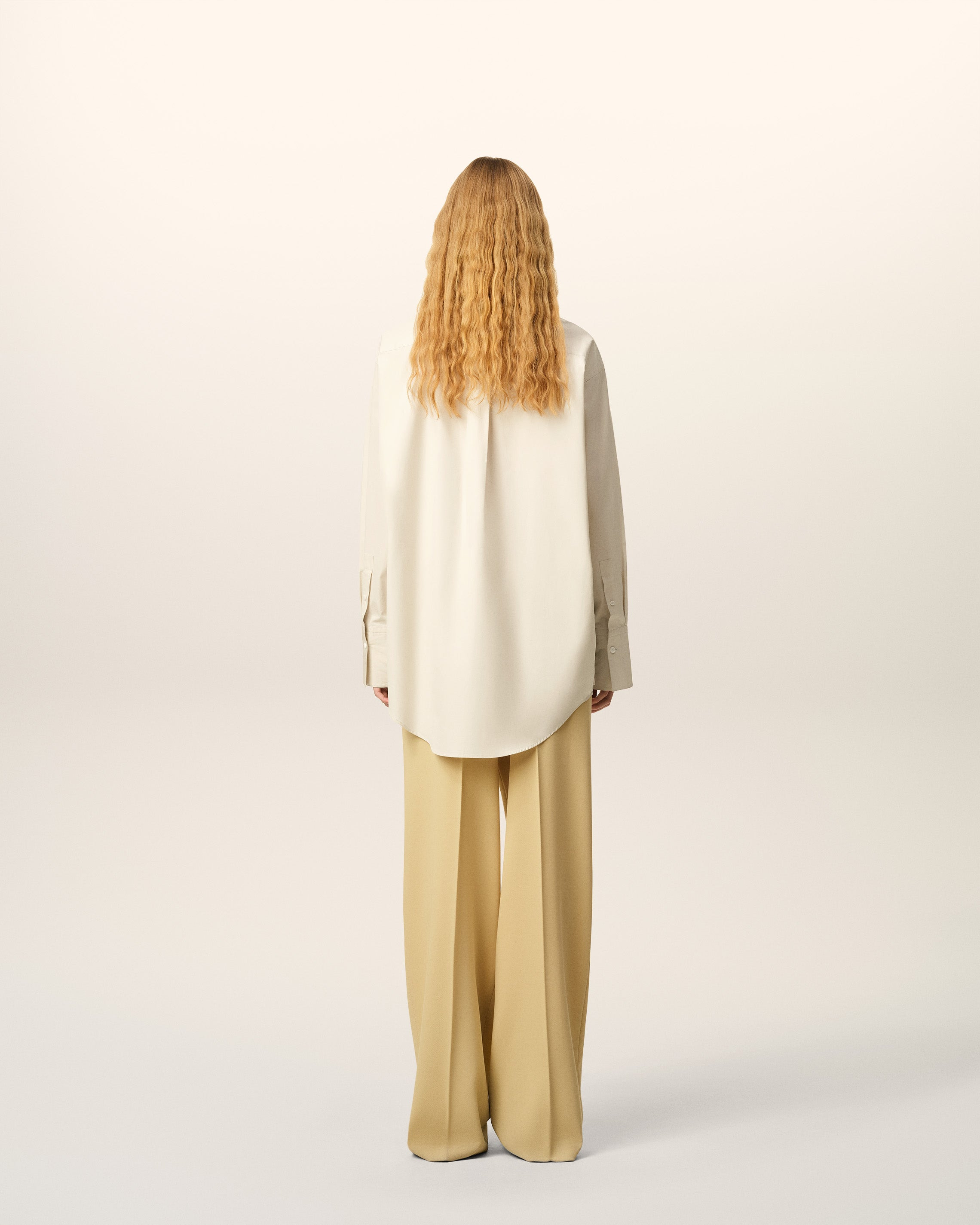 WHITE COTTON RAW EDGED STITCHING OVERSIZED SHIRT - 4