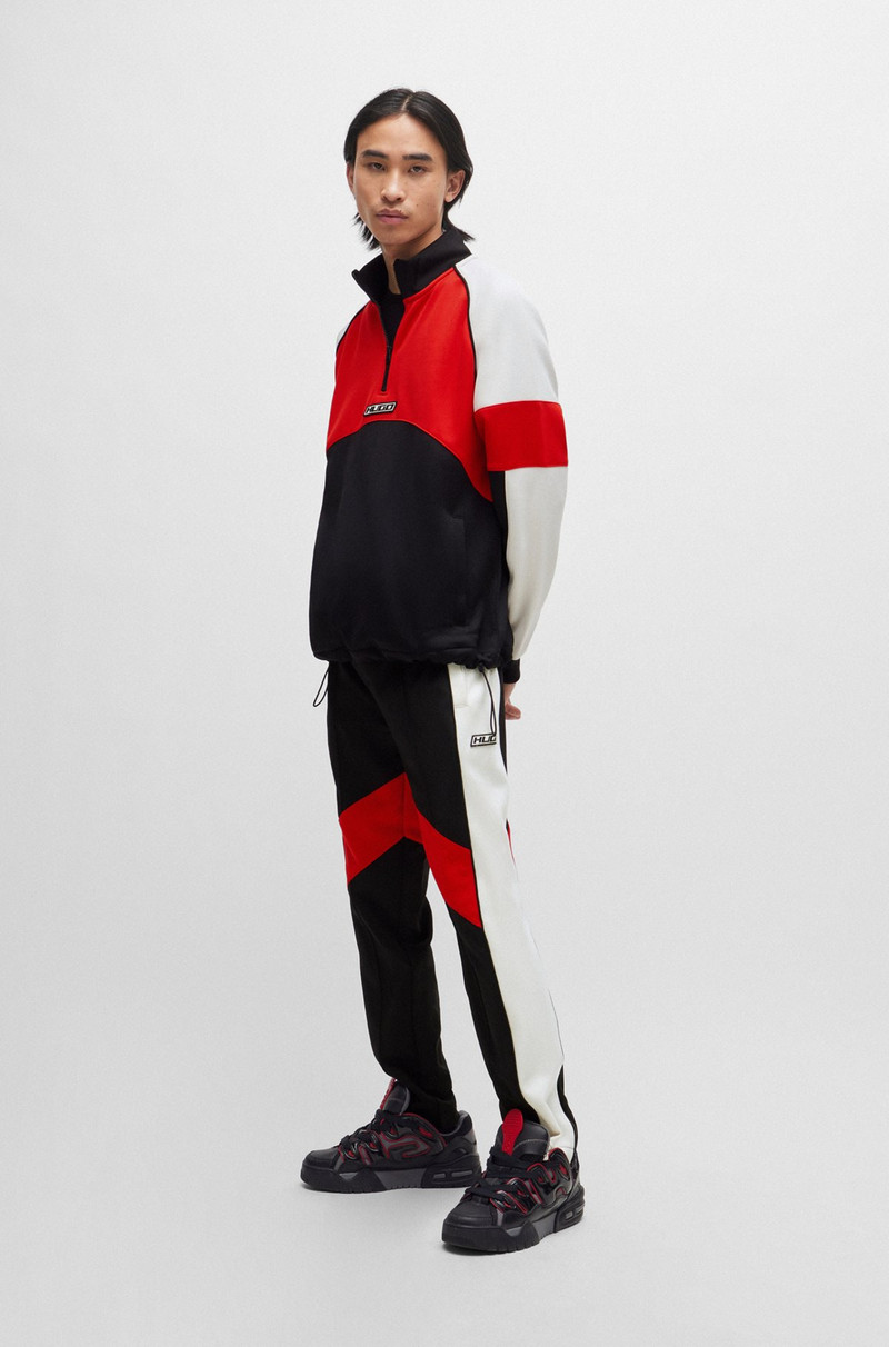 HUGO COLOR-BLOCKED SWEATSHIRT WITH RACING-INSPIRED LOGO BADGE outlook