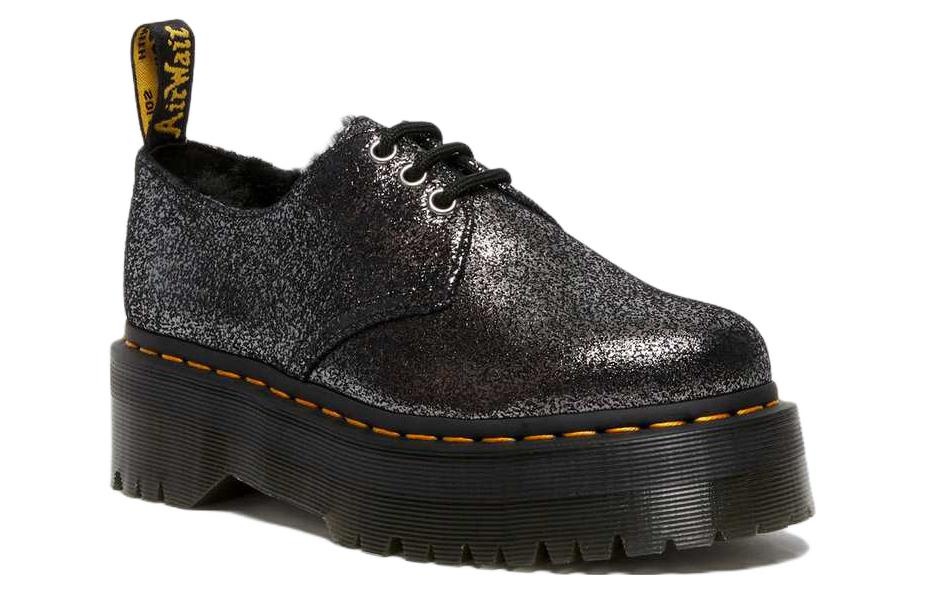 Dr. Martens 1461 Faux Fur-Lined Metallic Leather Platform Shoes 'Black' 27957012 - 2