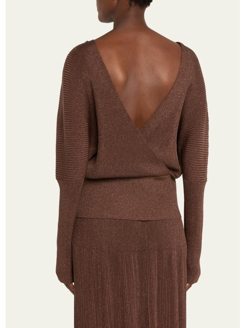 Ribbed Shimmer Dolman-Sleeve Sweater 3