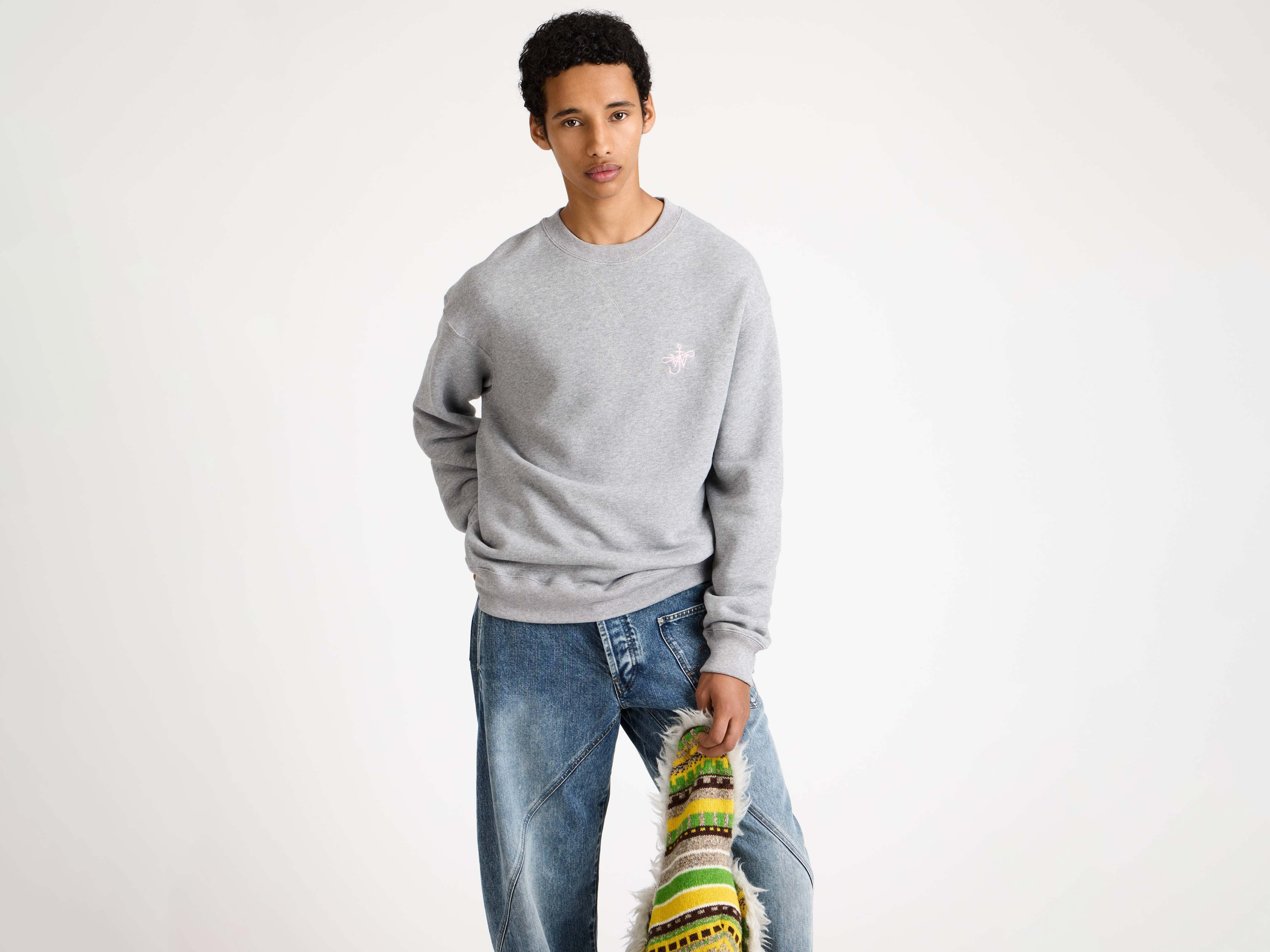 RIBBON ANCHOR SWEATSHIRT IN MID GREY MELANGE - 4