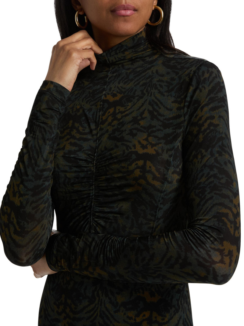 Women's Koa Jersey Ruched-Front Turtleneck Dress - Desert Jasper 6