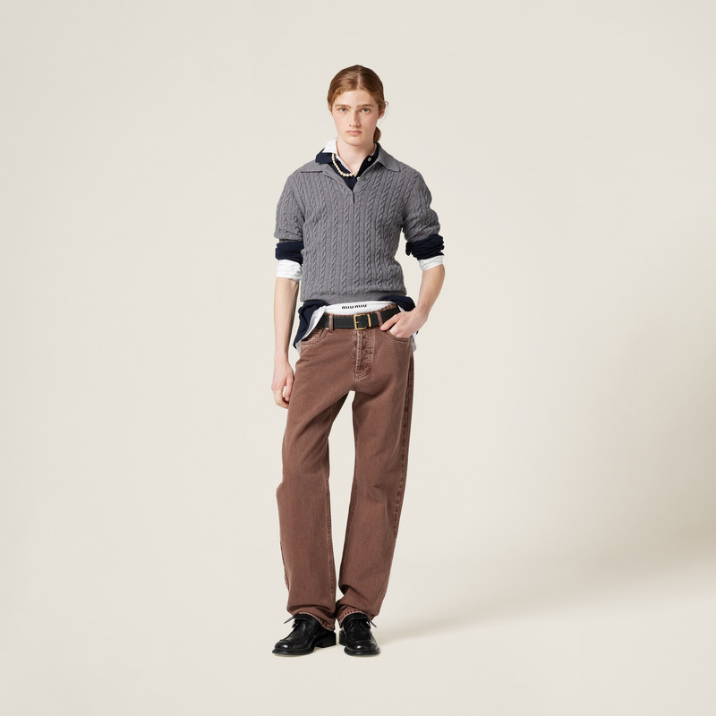 Miu Miu Five-pocket bull denim trousers outlook