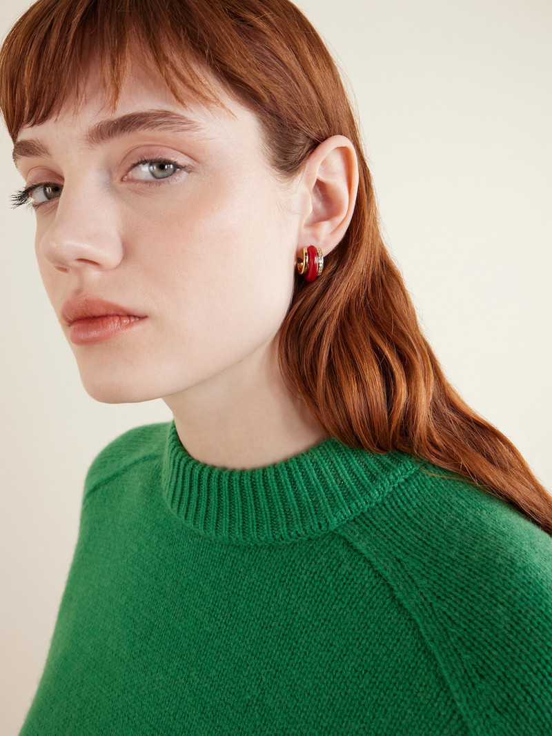 ROXANNE ASSOULIN The Stone Huggie Gold-tone, Carnelian And Crystal Hoop Earrings outlook