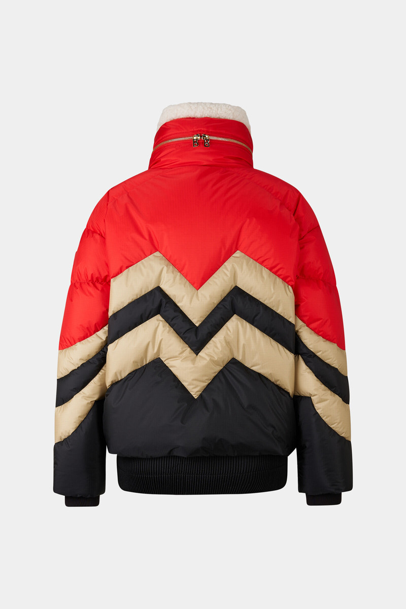 Valea down ski jacket in Red/beige/black 10
