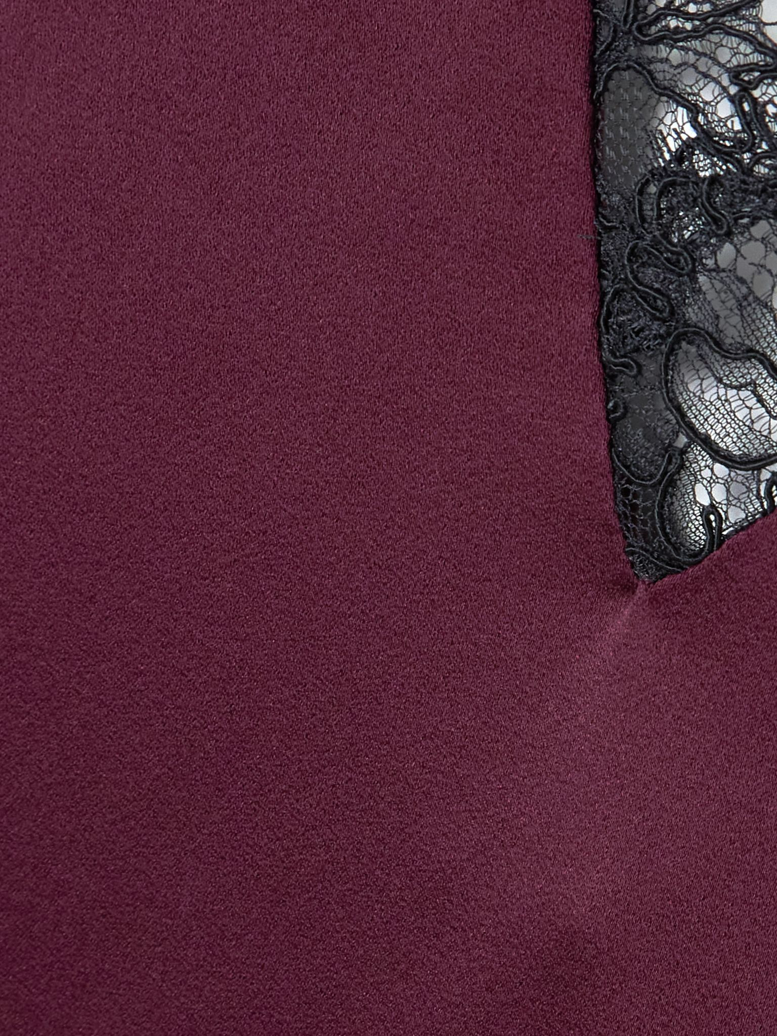Lace-trimmed satin midi dress Burgundy - 4