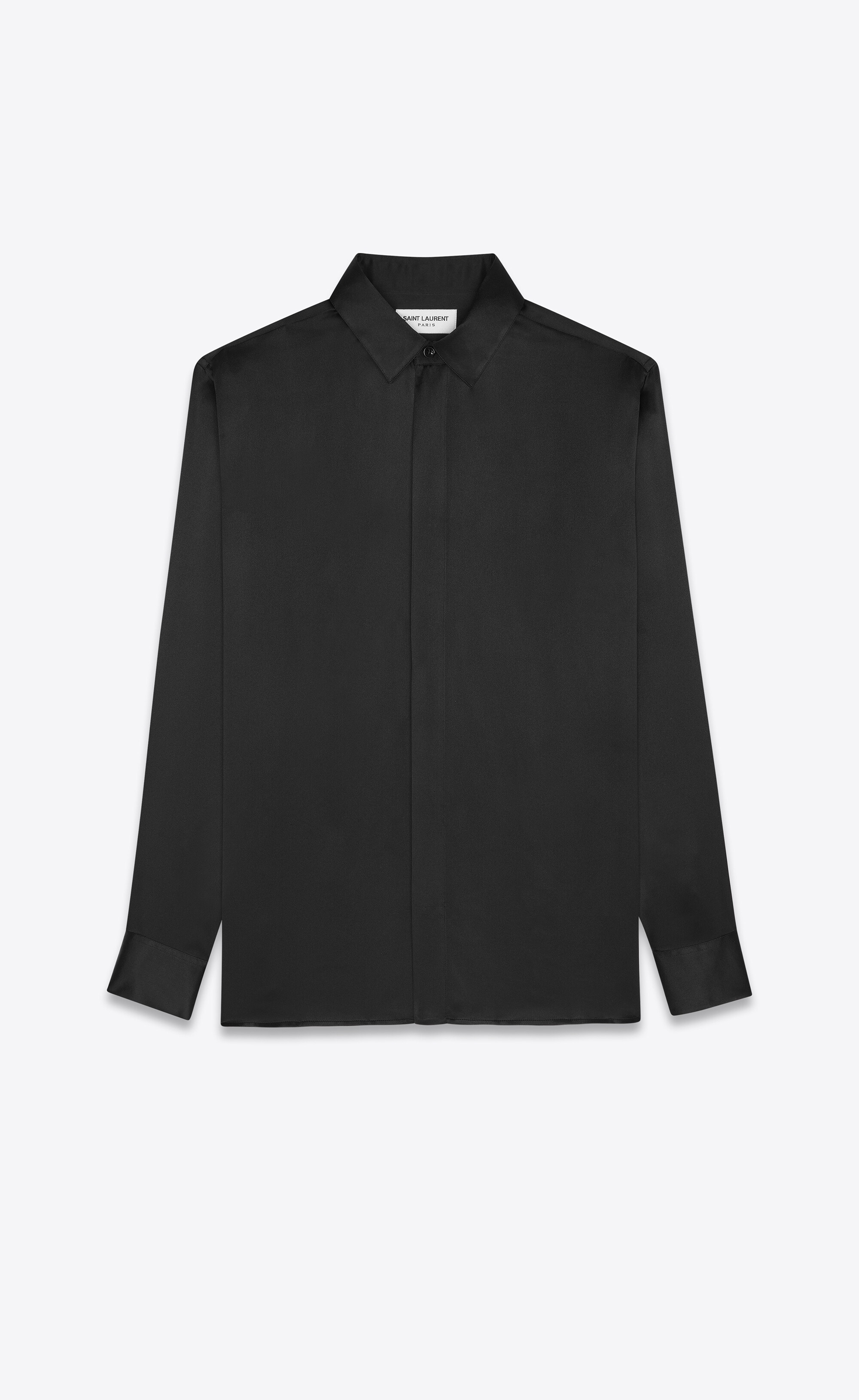 yves collar classic shirt in crepe satin - 1