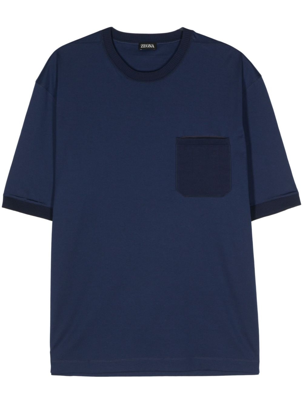 ribbed-trim cotton T-shirt - 1