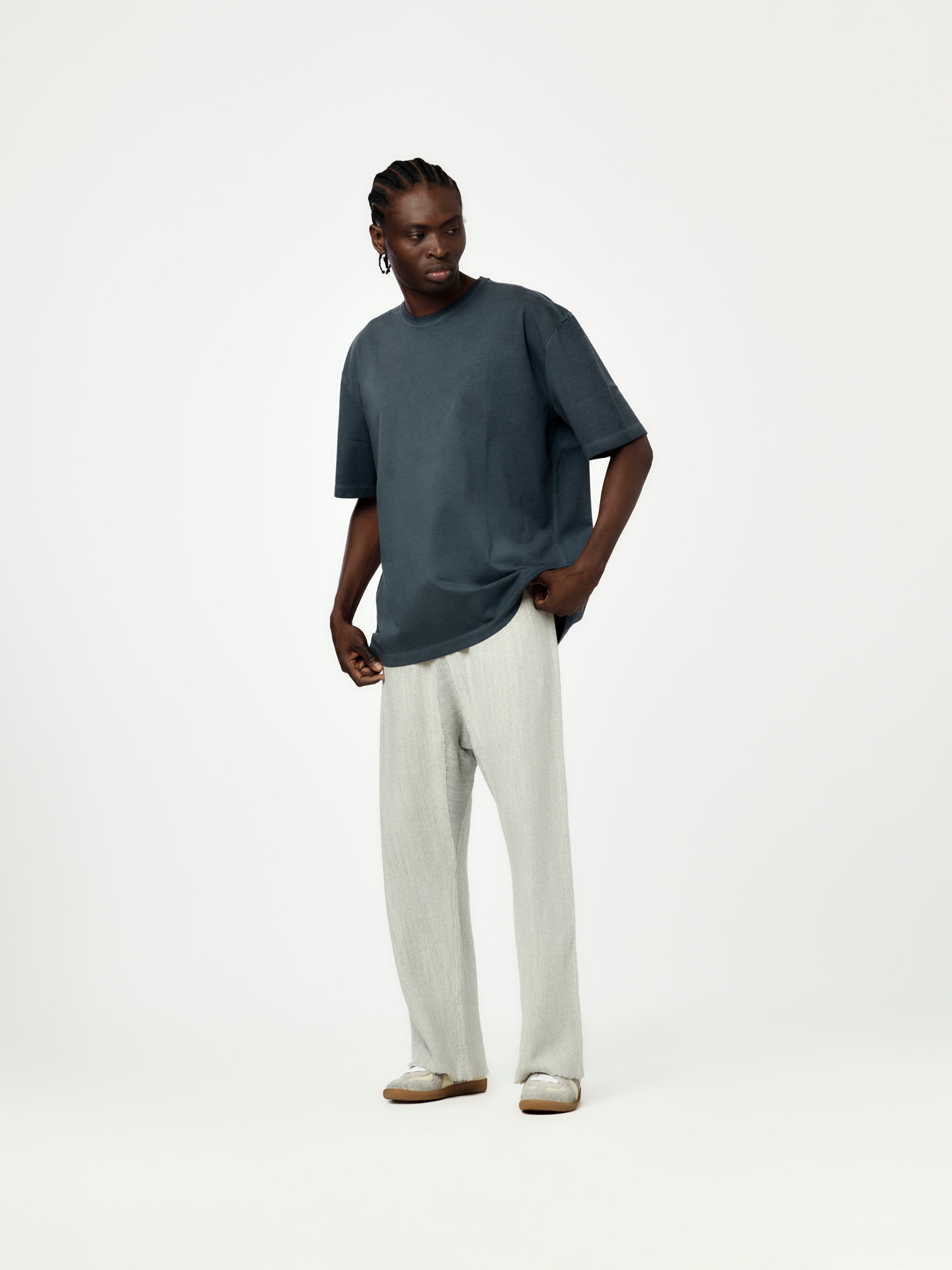 RECARDED YARN FLEECE PANTS (GREY MELANGE) - 4