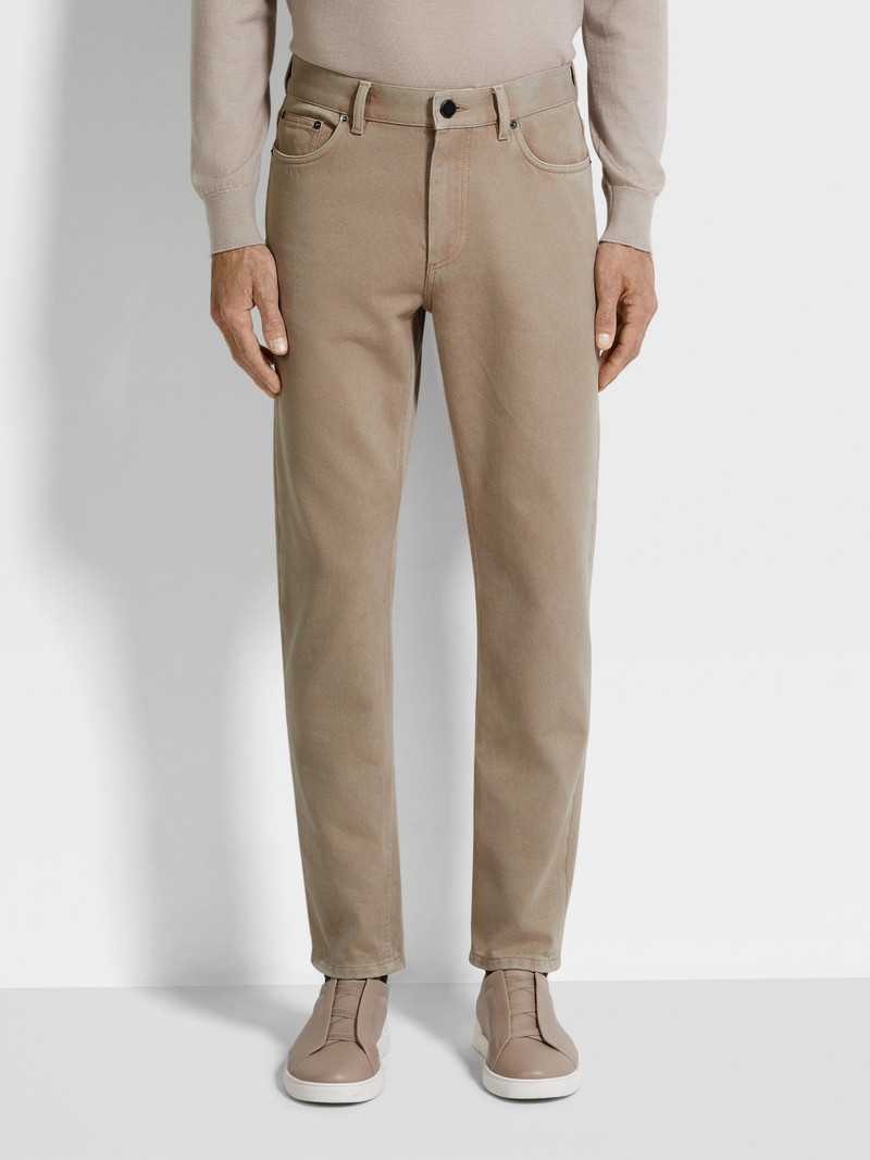 LIGHT TAUPE COTTON AND CASHMERE ROCCIA PANTS 4